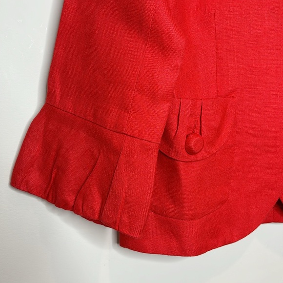 J.Crew | Red Linen Tulip Blazer Jacket; Size 0 - Picture 4 of 13